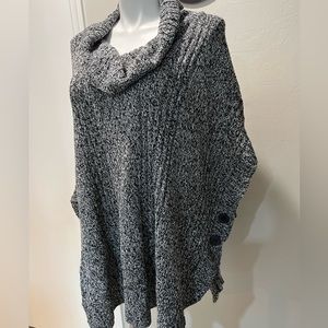 3x 30/32 Women Within Black Sweater Poncho with cowl neck and side buttons